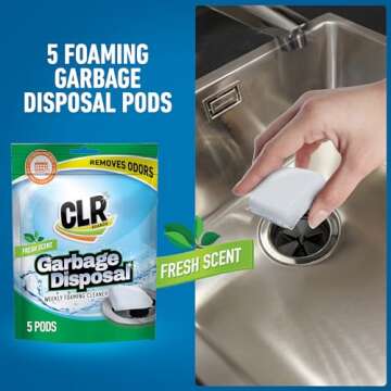 CLR Fresh & Clean Garbage Disposal, Fresh Scent Weekly Foaming Cleaning Pods, 5 Pods Total (Packaging May Vary)