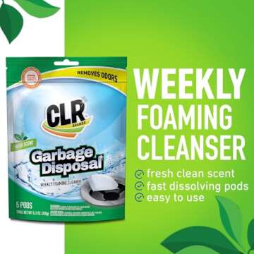 CLR Fresh & Clean Garbage Disposal, Fresh Scent Weekly Foaming Cleaning Pods, 5 Pods Total (Packaging May Vary)