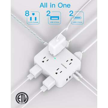 Surge Protector Power Strip with USB Charging Ports