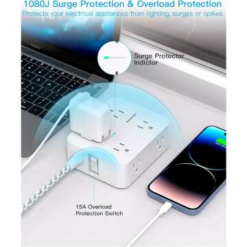 Surge Protector Power Strip with USB Charging Ports