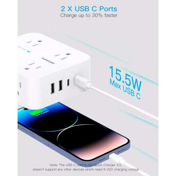 Surge Protector Power Strip with USB Charging Ports