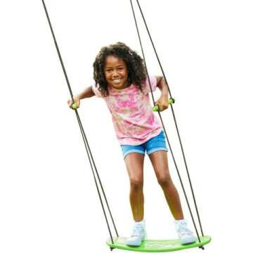 Swurfer Kick Stand Up Surfing Tree Swing Outdoor Swings for Kids Up to 150 Lbs - Hang from Up to 10 Feet High - Includes 24" SwingBoard, UV Resistant Rope, & Handles