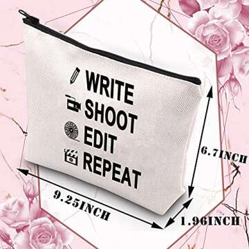 BDPWSS Write Shoot Edit Repeat Filmmaker Film Director Gift Funny Filmmaking Gift For Movie Buff Script Writer Makeup Bag For Women (Write shoot edit)