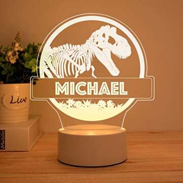 JugJug Personalized Cute Dinosaur Gifts for Little Boys with Name Customized Night Light Lamp for Kids Bedrooms Custom Unique for Son from Mom 5 10 Year Old Teenage Birthday