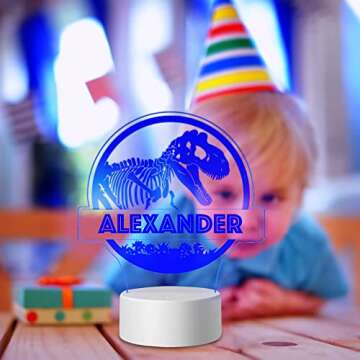 JugJug Personalized Cute Dinosaur Gifts for Little Boys with Name Customized Night Light Lamp for Kids Bedrooms Custom Unique for Son from Mom 5 10 Year Old Teenage Birthday