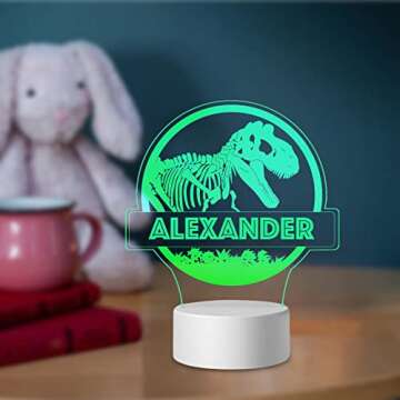 JugJug Personalized Cute Dinosaur Gifts for Little Boys with Name Customized Night Light Lamp for Kids Bedrooms Custom Unique for Son from Mom 5 10 Year Old Teenage Birthday