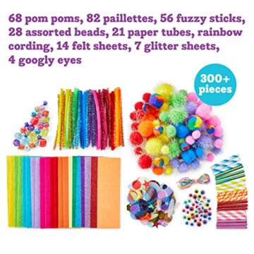 Kid Made Modern Rainbow Craft Kit - Bulk Arts & Crafts Supplies and Materials for Kids - 300+ Pieces DIY Art Box Case for Creative Projects (Ages 6+)