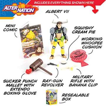 Alter Nation Albert VII The Human Monkey Bull Hybrid - Web Cartoon Dark Horse Comics Graphic Novel Action Figure with Bending Tail Action & Mini Comic Book Great Gift for Kids 6 & Up