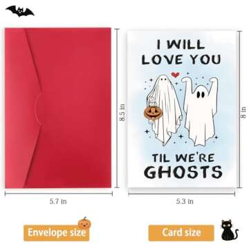 Zyulin Funny Halloween Wedding/Engagement Card for Women Men, Spooky Halloween Anniversary Card Gifts for Couples, Romantic Valentines Day Card for Him Her-I WILL LOVE YOU TIL WE'RE GHOSTS