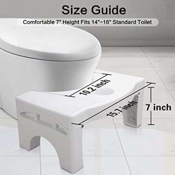 Foldable Toilet Potty Stool for Adults, 7" Heavy Duty Plastic Portable Squatting Poop Foot Stool with Freshener Space, Bathroom Non-Slip Toilet Assistance Step Stool fits 14"-16" Standard Toilets