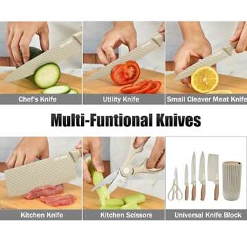 6-Piece Khaki Chef Knife Set - Professional Quality