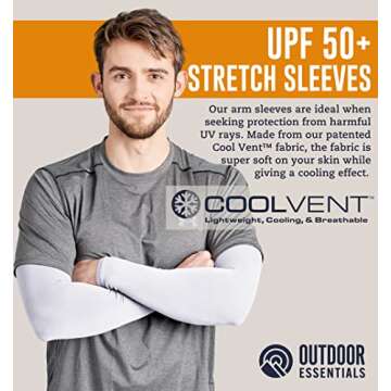 OutdoorEssentials UV Sun Protection Arm Sleeves - Compression Arm Sleeve, UV Arm Sleeves for Men,Women - Sports Cooling Sleeves, Baseball, Golf