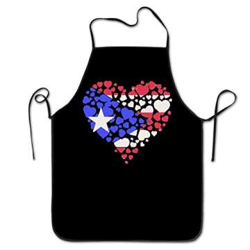 amiuhoun Puerto Rican Flag I Heart Unisex Kitchen Bib Apron Flower Shop Manicure Store With Adjustable Neck Chef's Apron