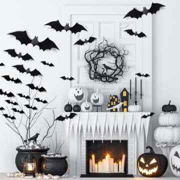 Spooktacular Bats Halloween Decorations - 81 Pcs 3D Wall Bats