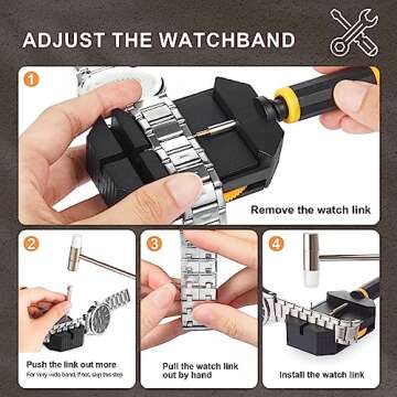 JOREST Watch Link Removal Kit, Resizing Tool for Bracelet Adjustment & Replacement, Pin Remover for Sizing Strap, Watch Adjuster, Hammer for Watch Repair, Adjust Band, with User Manual, Punches