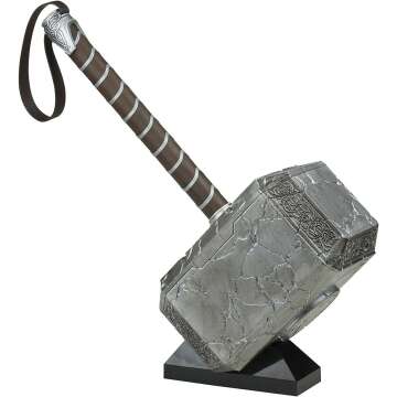Marvel Legends Mighty Thor Mjolnir Premium Electronic Hammer with Lights and Sound FX,Love and Thunder Roleplay Item,7 x 22 x 11 inches
