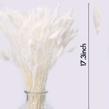 JOHOUSE 120PCS White Bunny Tails Dried Flowers, 17inch Dried Pampas Grass Decor, Bunny Tails Handpicked Bunch, Boho Flowers Home Table Decor, Fall Decor Wedding Decorations for Home