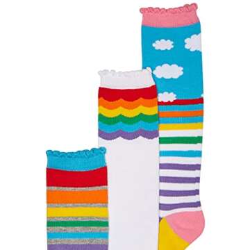 Jefferies Socks Girls' Little Colorful Rainbow Knee High Socks 3 Pair Pack