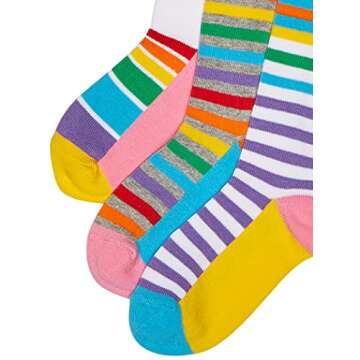 Jefferies Socks Girls' Little Colorful Rainbow Knee High Socks 3 Pair Pack