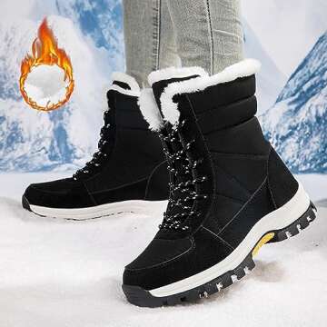 Women's Snow Boots Anti-Slip Outdoor Shoes Winter Snow Boots Warm Fur Lined Comfortable Shoes for Women