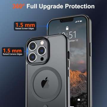 SUPFINE Magnetic for iPhone 13 Pro Max Case [Compatible with MagSafe] [10 FT Military Grade Drop Protection] Slim Translucent Matte Shockproof with Anti-Fingerprint Phone Case,Matte Black