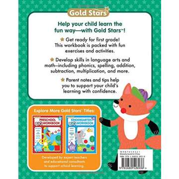 First Grade Big Workbook Ages 6 - 7: 220+ Activities, Phonics, Spelling, Reading, Language Arts, Math, Space, Measurement and Time (Gold Stars Series)