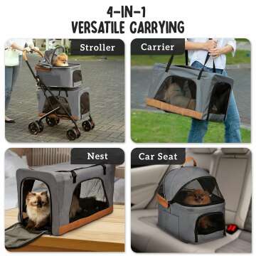 Double Pet Stroller with Detachable Carriers - Ideal for 2 Dogs or Cats - Compact & Convenient Design - Easy Assembly Double Dog Stroller - Graphite Gray