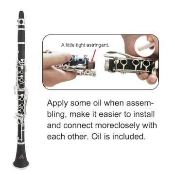 Yasisid Bb Clarinet - Band Clarinet for Beginner, with Clarinet Stand, Mouthpiece, Hard Case Bag and Cleaning Kit(Black)