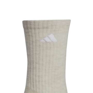 adidas Women's Athletic Cushioned Crew Socks (6-Pair) with arch compression, Alumina Beige/White/Wonder Beige,Medium