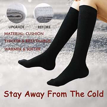 Thermal Knee High Socks for Winter Hiking - 5 Pack