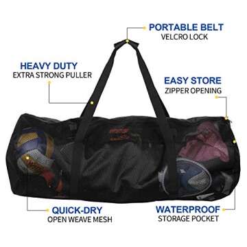 Oumers Mesh Dive Bag, Extra Large Mesh Travel Duffle for Scuba Diving and Snorkeling Gear & Equipment - Dry Bag Hold Mask, Fins, Snorkel, and More