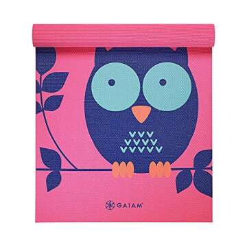 Gaiam Kids Yoga Mat Exercise Mat, Yoga for Kids with Fun Prints - Playtime for Babies, Active & Calm Toddlers and Young Children, Owl, 3mm