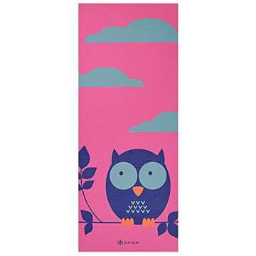 Gaiam Kids Yoga Mat Exercise Mat, Yoga for Kids with Fun Prints - Playtime for Babies, Active & Calm Toddlers and Young Children, Owl, 3mm