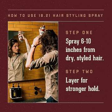 18.21 Man Made Premium Hair Spray for Men, All-Day Flexible Hold, 10 oz. - Styling Hairspray with Matte Finish, Sweet Tobacco Scent - Professional, Non-Greasy Hairspray for All Hair Types