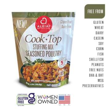 ALEIA'S BEST. TASTE. EVER. Cook Top Stuffing Mix Seasoned Poultry - 5.5 oz / 3 Pack – Rich, flavorful Taste, Ready in 5 minutes, Stuffing for Gluten Free Recipes, Gluten-free