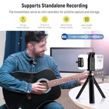 NEEWER CM28 Wireless Lavalier Microphone System with Charging Case, 1 Click Noise Canceling, 4GB Storage for 9Hrs of 48KHz 16 Bit Uncompressed Audio Lapel Mic Compatible with iPhone/Android/PC/Camera