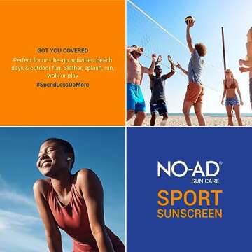 NO-AD SPF 50 SPORT Sunscreen Lotion | Hypoallergenic | Broad Spectrum UVA/UVB Protection | Water Resistant | Octinoxate & Oxybenzone Free with moisturizing Vitamin E and Aloe 16oz