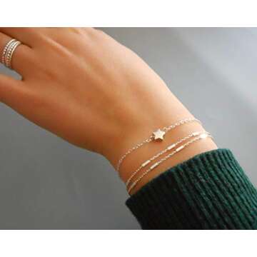 Double Layered Sterling Silver Bracelet for Women