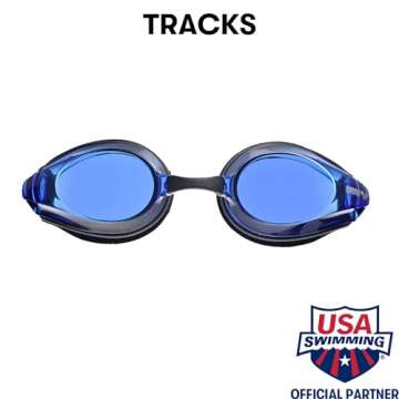 Arena Tracks Swim Goggles, Black / Blue / Black, Non-Mirror