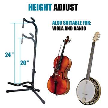 GLEAM Guitar Stand - Adjustable for Electric, Acoustic Guitars and Bass, Guitar Accessories