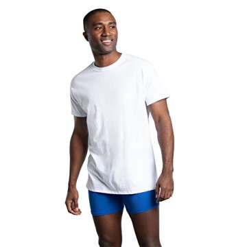 Fruit of the Loom Men's Stay Tucked Crew T-Shirt - Large - White (Pack of 6)