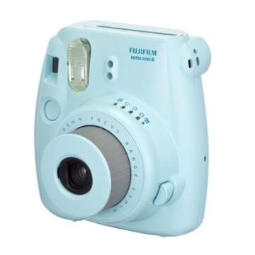 Fujifilm Instax Mini 8 Film Camera (Blue) + Instax Mini Film (20 Shots) + Protective Camera Case + Selfie Lens + Filters + Frames Decorative Design Kit