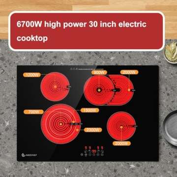 AMZCHEF 30 Inch Electric Cooktop - High Power 4 Burner Stove with Timer