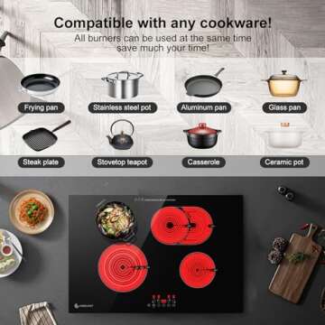 AMZCHEF 30 Inch Electric Cooktop with 4 Burners