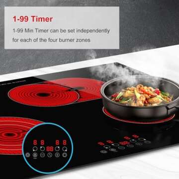 AMZCHEF 30 Inch Electric Cooktop with 4 Burners