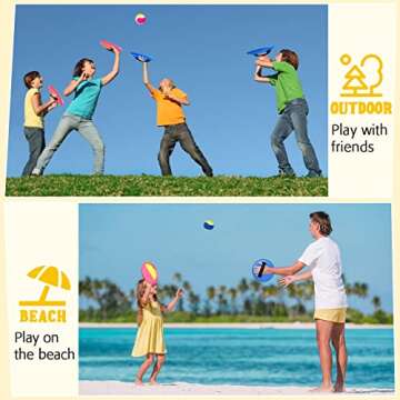 pigipigi Toss and Catch Ball Games: Outdoor Beach Toys for Kids Age 3-12 Years Old Boys Girls Birthday Gifts Outside Activity Yard Paddle Game Toddler Backyard Game Set Family Sport Toy