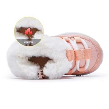 BMCiTYBM Baby Winter Snow Boots Boys Girls Cold Weather Toddler Faux Fur Shoes (Infant/Toddler) Pink Size 12-18 Months Toddler