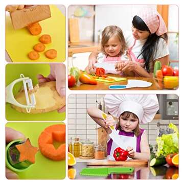 13 Pieces Montessori Kitchen Tools for Toddlers-Kids Cooking Sets Real-Toddler Toys Set for Real Cooking with Plastic Children Safe Knives Crinkle Cutter Kids Cutting Board