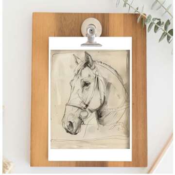 ART PRINT Horse Sketch Print Minimalistic Animal Sketch Printed Art Horse Vintage Art Print | Horse Wall Decor Equestrian Vintage Animal Art (16" x 20" unframed)