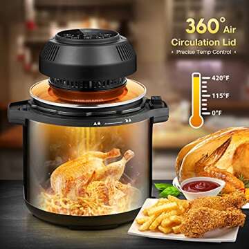 1829 Carl Schmidt Sohn Air Fryer Lid For Pressure Cooker 6 Quart & 8 Quart With 8 Optional Presets And Led Touchscreen, 95% Less Oil, Accessories Combo Includes Basket, Rack, Mat, Tongs, Cookbook